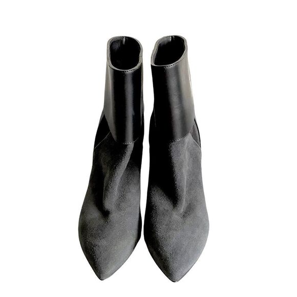 GIUSEPPE ZANOTTI Suede Leather Pointy Toe High Heel Ankle Boots Grey Black 37.5 - Picture 5 of 11